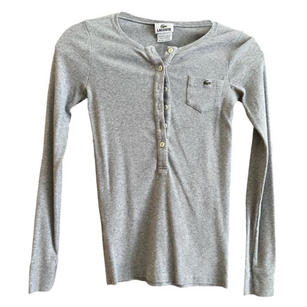 Lacoste Ribbed Long Sleeve Slim Fit Top - 34 (Small)
